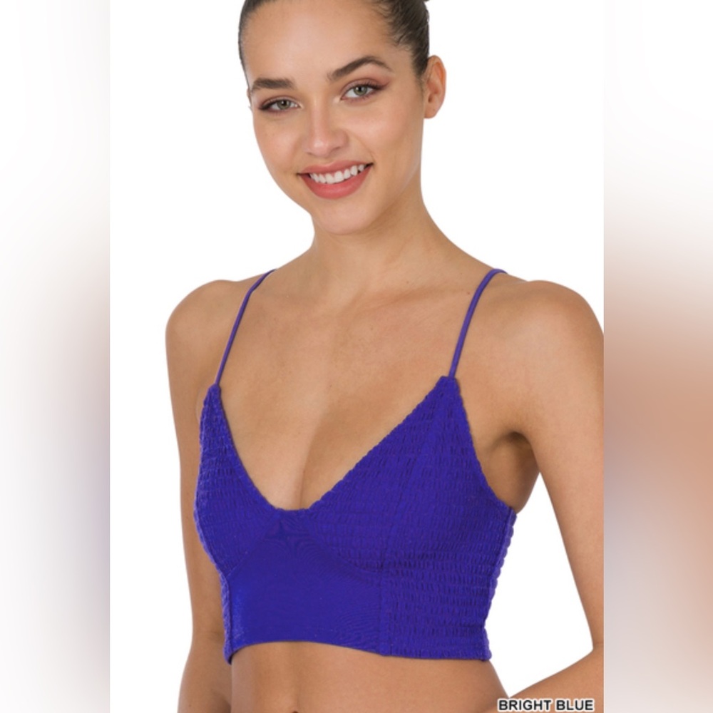 NWT ZENANA SMOCKED TRIANGLE BRALETTE